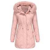 Abnehmbare Baumwollmütze Warmer Wollparka Abnehmbare Mütze Mittellanger Mantel